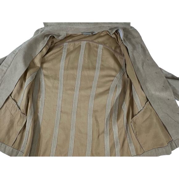Chicos Faux Suede Jacket Size 1 Medium Tan Soft Button Placket Faux Pockets READ - Picture 6 of 11